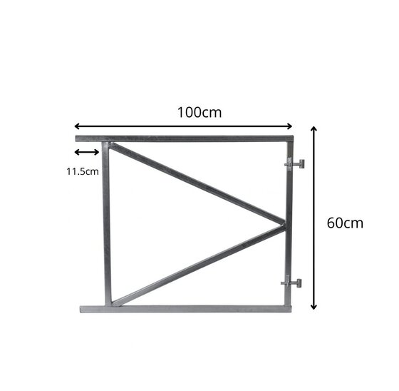 Verstelbaar verzinkt poortframe H60xB100 cm met 2 verstelbare ophangpunten