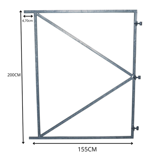 Verstelbaar verzinkt poortframe met ophangpunten 155 x 200 cm