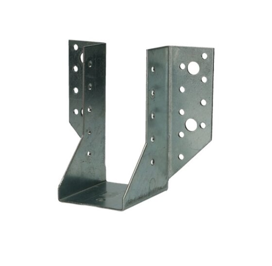 Zware balkendr. - type A uitwendige lippen 63 x 118 mm 2 mm verzinkt voor het dragen en verbinden van houten balken in constructies