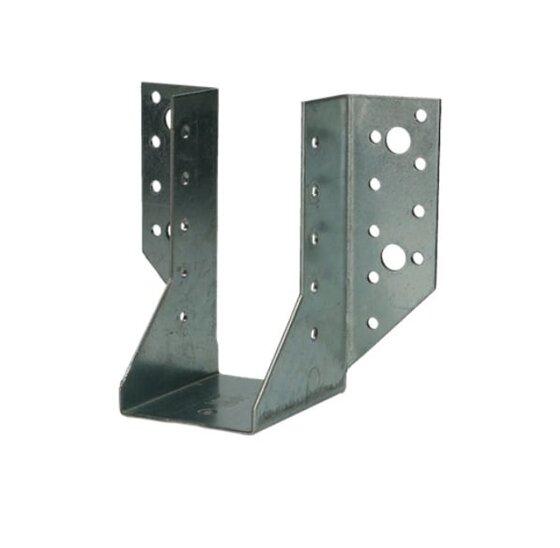 Zware balkendr. - type A uitwendige lippen 71 x 154 mm 2 mm verzinkt voor het dragen en verbinden van houten balken in constructies