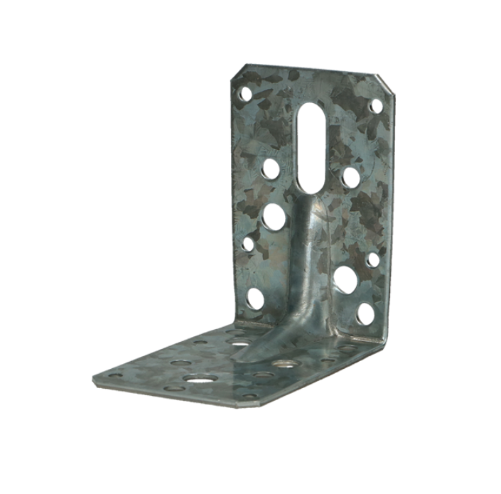 Verstelbaar hoekanker met ril 60 x 150 x 90 mm 2,5 mm verzinkt voor stevige verankering in beton en ondergrond