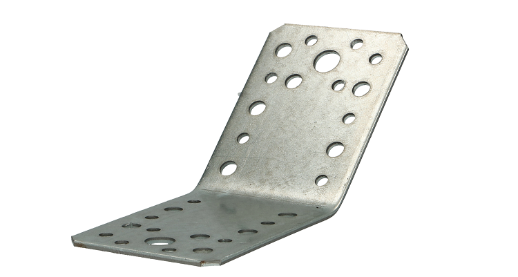 Ongelijkbenige versterkingshoek 57 x 50 x 75 mm 2 mm verzinkt voor versteviging en verbinding van houtconstructies