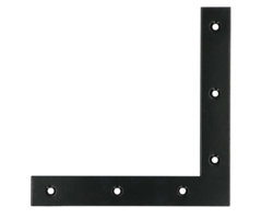 Winkelhaak plat 120x120 mm zwart gepoedercoat 2 mm dik met 6 gaten