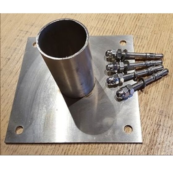 Inox voetplaat 160x160 mm voor tuin en oprit