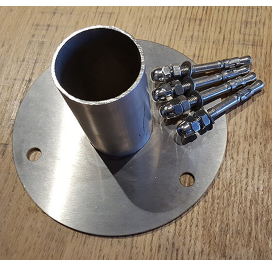 Inox voetplaat rond model voor tuin en oprit