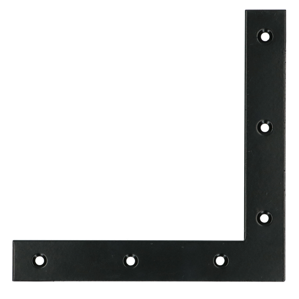 Winkelhaak plat 150x150 mm, 2,5 mm dik, zwart gepoedercoat, 90°