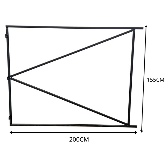 Verstelbaar poortframe zwart gecoat 155 x 200 cm