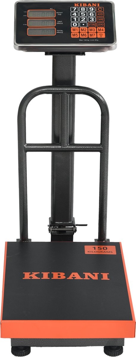 Platformweegschaal 150 kg met display en 7 geheugenfuncties