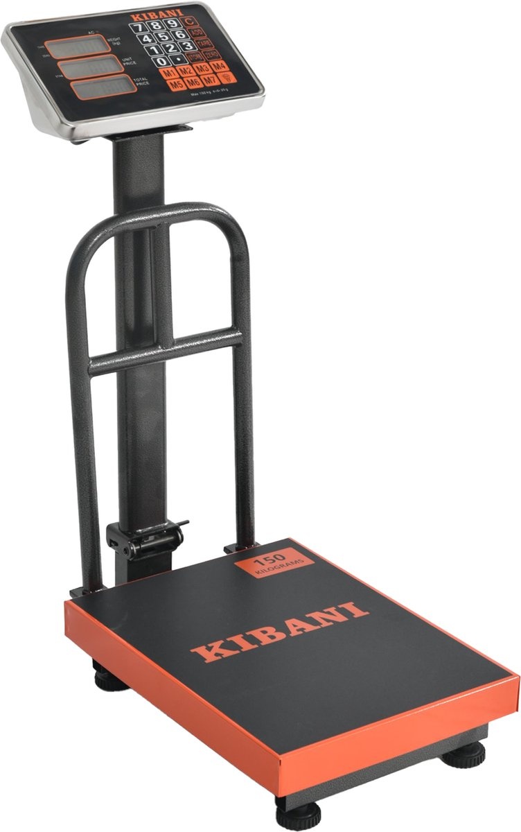 Platformweegschaal 150 kg met display en 7 geheugenfuncties