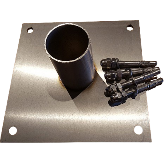 Inox voetplaat 190x190 mm voor tuin en oprit