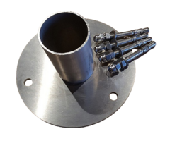 Ronde inox voetplaat 3mm met keilbouten voor buitenverlichting