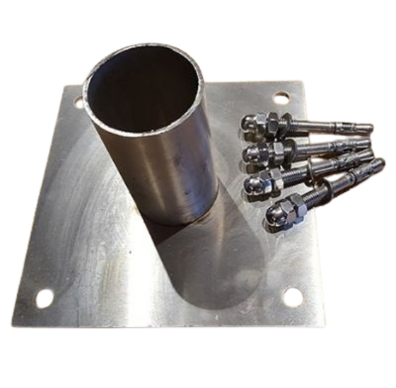 Inox voetplaat 160x160 mm voor tuin en oprit