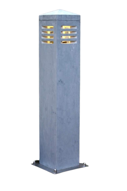 Hardstenen sokkellamp 68 cm blauw met piramidekap en LED verlichting