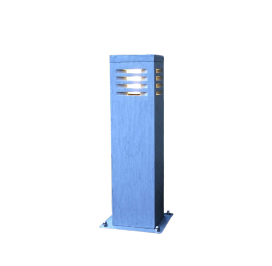 Buitenlamp blauwe hardsteen 50 cm met plat kapje en LED fitting