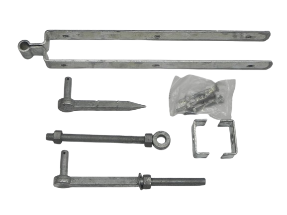 Set voor Engelse poort met inslagduim 600 x 72 mm 6 mm vuurverzinkt voor montage van hengen en stabiele scharnierpunten