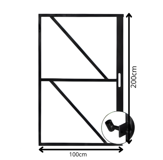 Poortframe 200x100cm metaal zwart met slotkast en 2 stelscharnieren