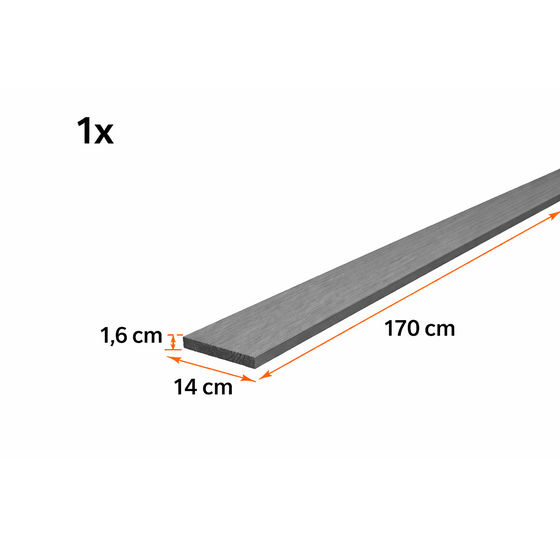 Heebra Antraciet Gedroogde planken voor Flex Fence 170x14x1.6cm - per stuk
