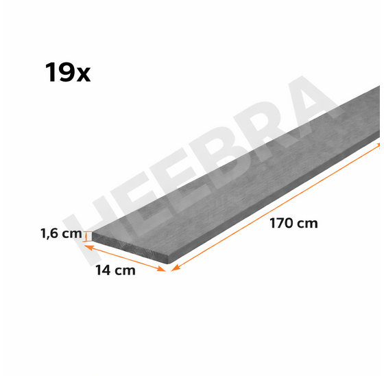 Heebra Antraciet Gedroogde planken voor Flex Fence 170x14x1.6cm - per 19