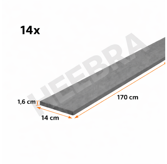Heebra Antraciet Gedroogde planken voor Flex Fence 170x14x1.6cm - per 14