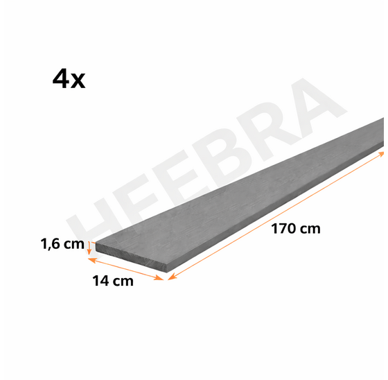 Heebra Antraciet Gedroogde planken voor Flex Fence 170x14x1.6cm - 4 stuks
