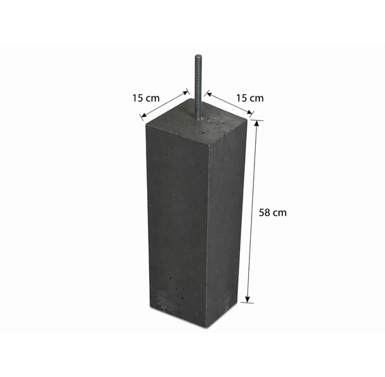 Betonpoer 150x150 mm, 580 mm hoog, recht model met facetrand