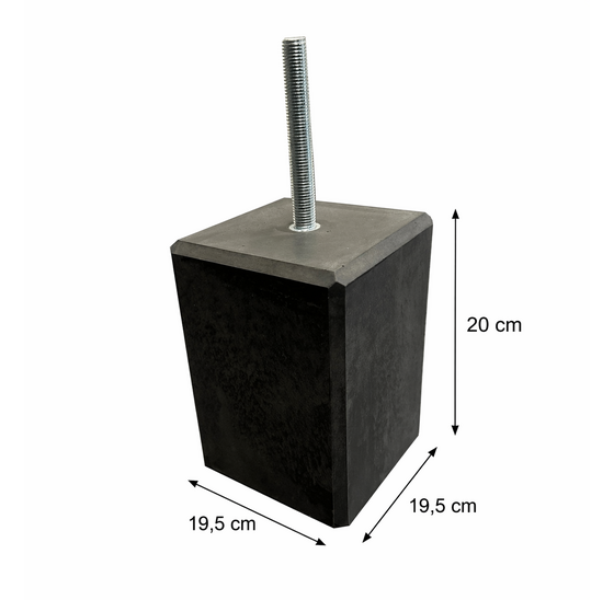 Betonpoer 20x19,5x19,5 cm antraciet met facetrand en draadstang