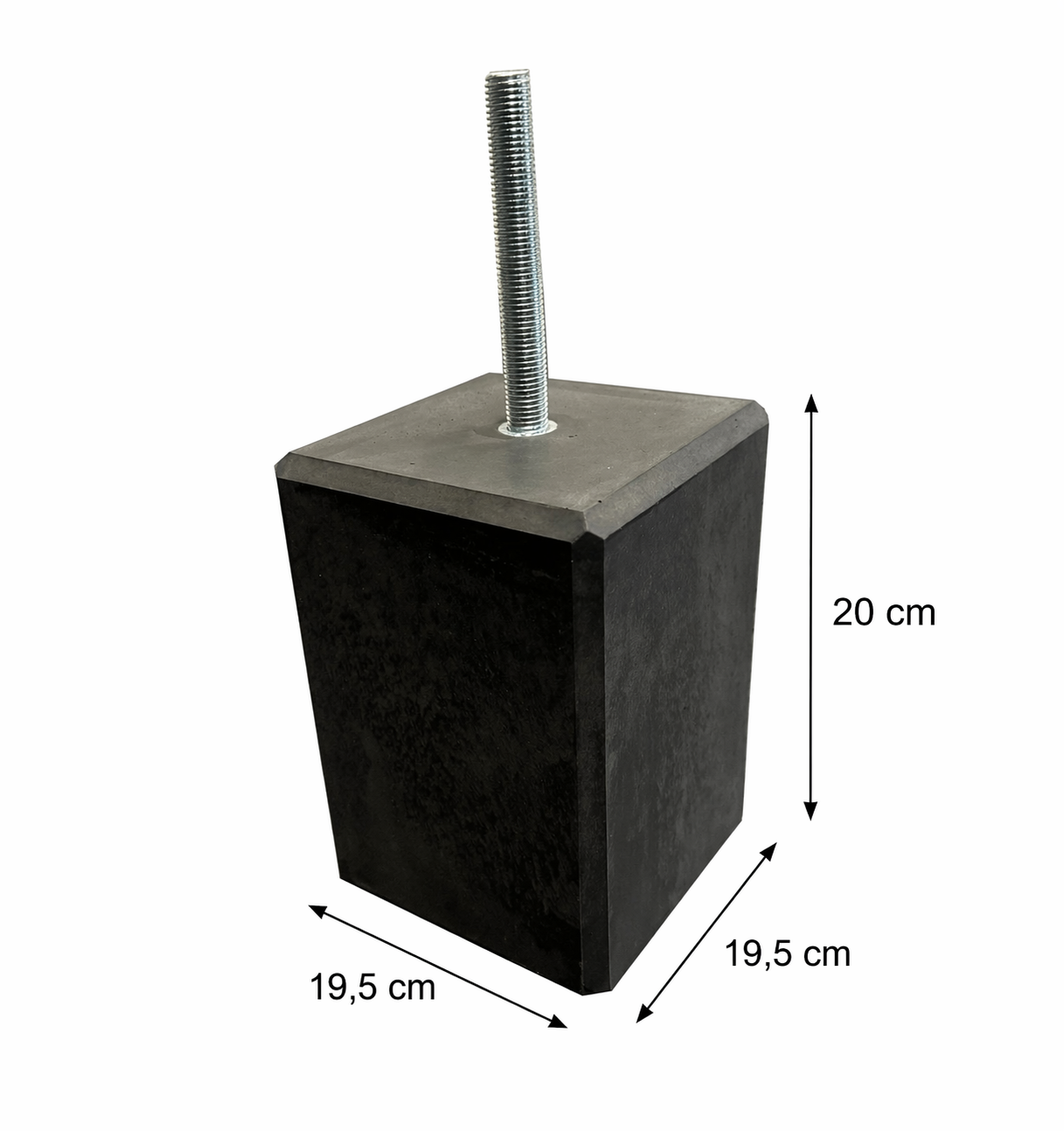 Betonpoer 20x19,5x19,5 cm antraciet met facetrand en draadstang