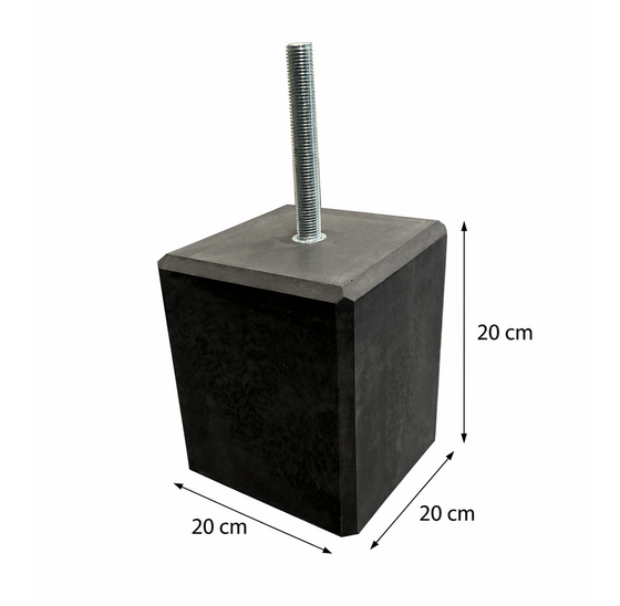 Betonpoer 200x200 mm antraciet met M16 draadeind en 5mm facetrand