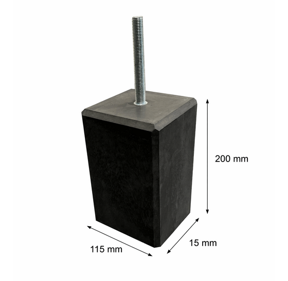 Betonpoer 150x150 mm H200 mm antraciet met M16 draadstang en facetrand