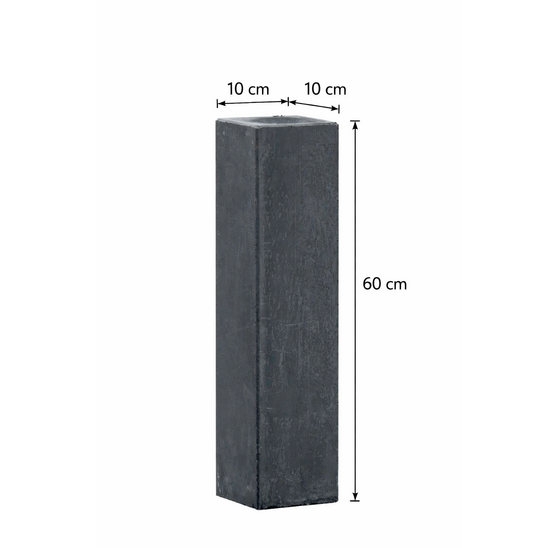 Betonpoer 10x10x60 cm met M16 schroefhuls antraciet oud-hollands