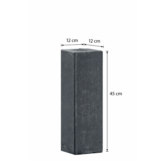 Betonpoer 12x12x45 cm antraciet met M16 huls oud-hollands