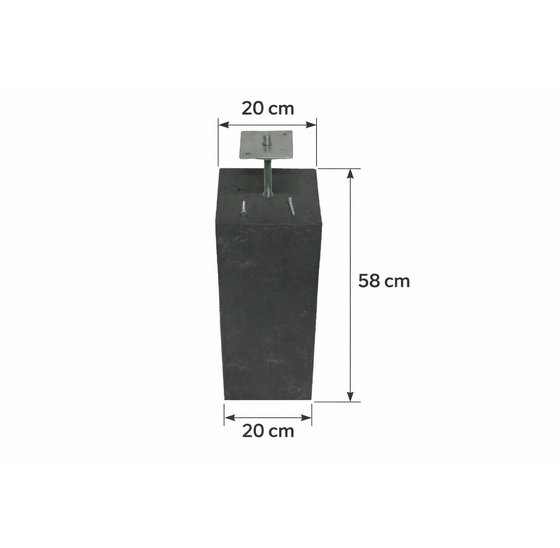 Betonpoer 200x200x580mm zonder facetrand antracietgrijs met stelplaat