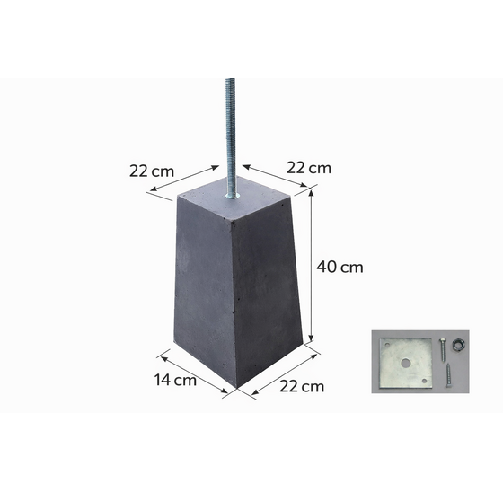 Betonpoer taps 22x22 cm met plaatje, antraciet, 40 cm hoog