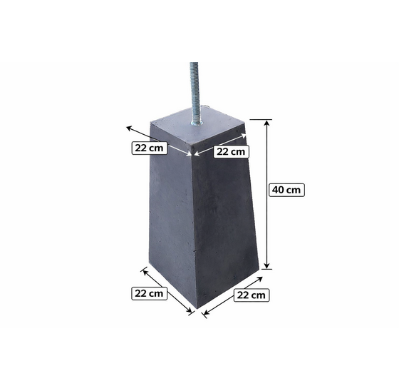 Betonpoer taps 22x22 naar 12x12 cm, hoogte 40 cm, antracietgrijs
