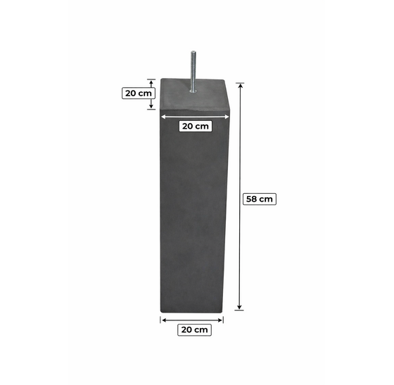 Betonpoer antracietgrijs 58 cm hoog, 220x220/200x200 mm met facetrand