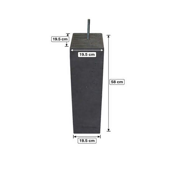 Betonpoer 58cm hoog met facetrand, 19,5x19,5cm antracietgrijs