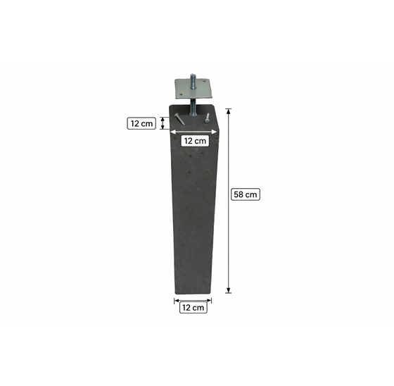 Betonpoer 58cm hoog 140x140mm met plaatje antracietgrijs