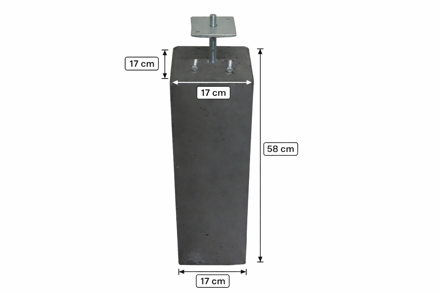 Betonpoer 58 cm hoog met verstelbare kop 17x17 cm antraciet