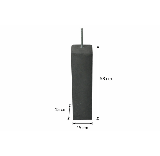 Betonpoer 58 cm hoog, 150x150 naar 120x120 mm, recht antraciet