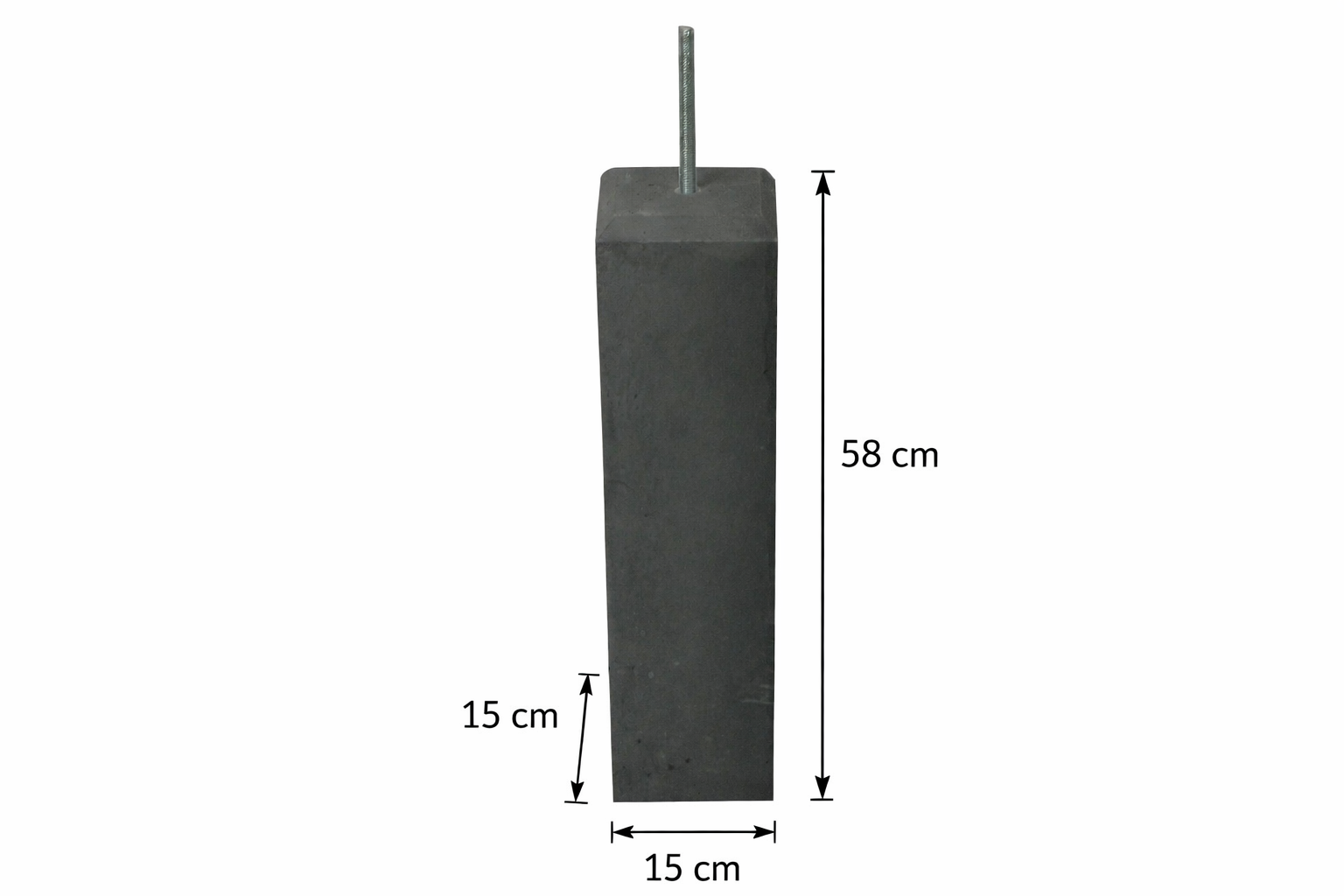 Betonpoer 58 cm hoog, 150x150 naar 120x120 mm, recht antraciet