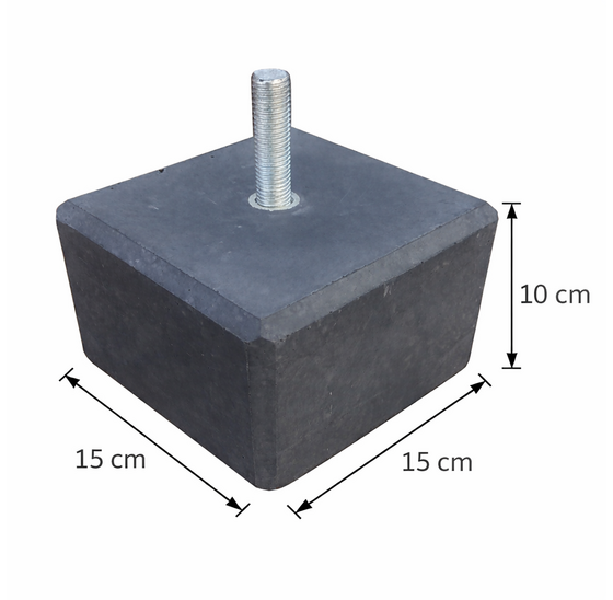 Betonpoer 150x150x100mm met M16 draadstang en facetrand (49 stuks)