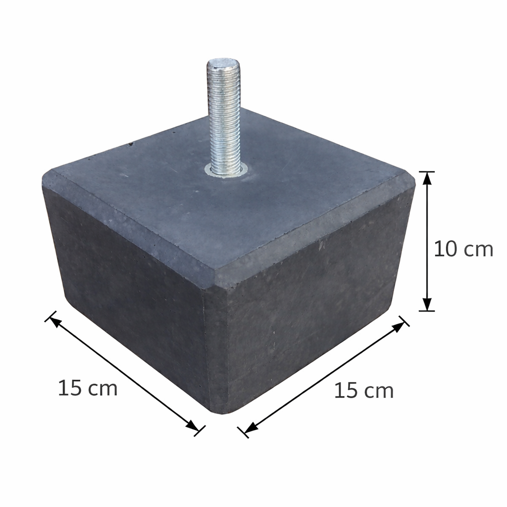 Betonpoer 150x150x100mm met M16 draadstang en facetrand (49 stuks)