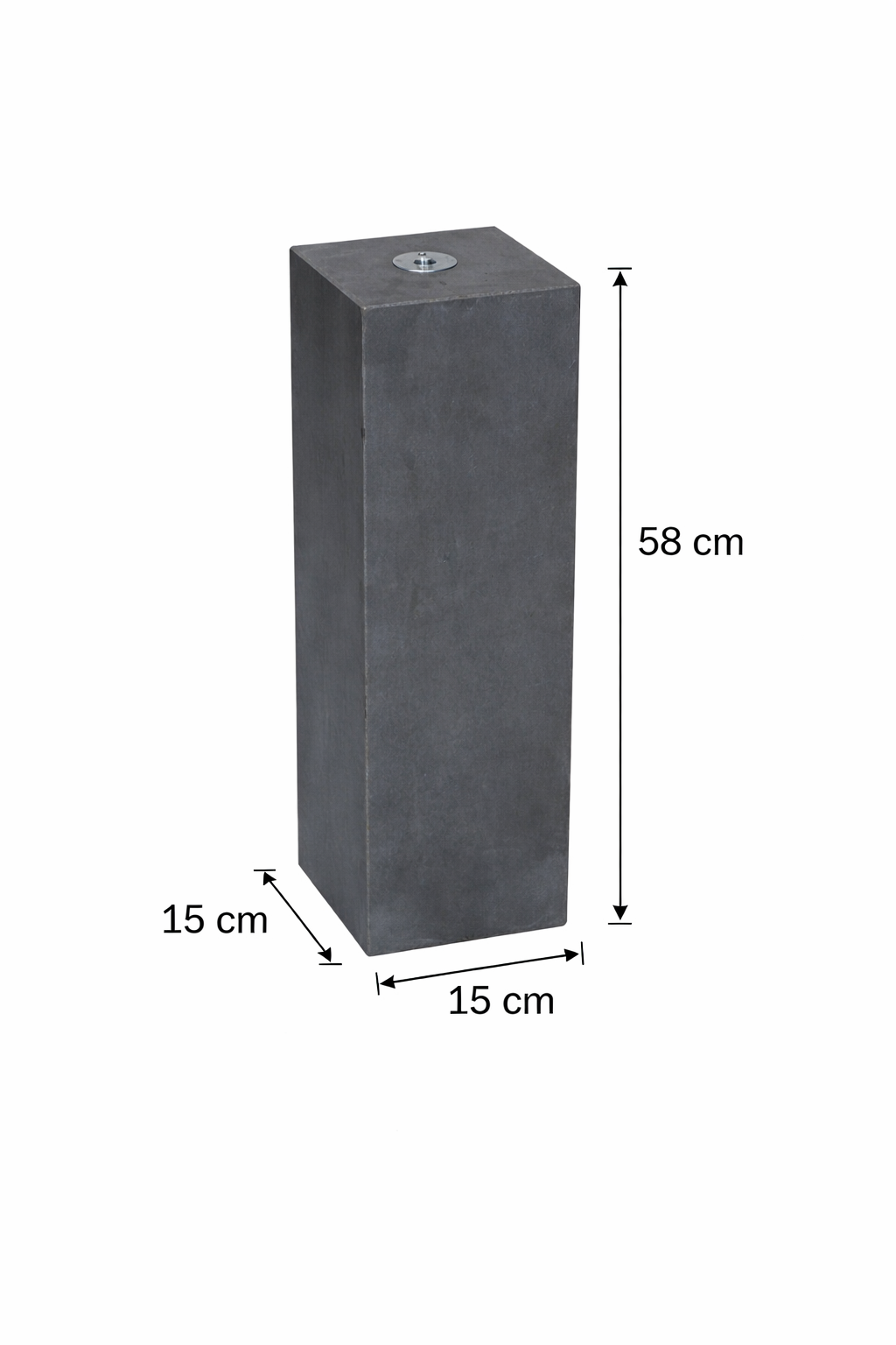 Betonpoer 15x15x58cm met facetrand en M20 schroefhuls - 44 stuks