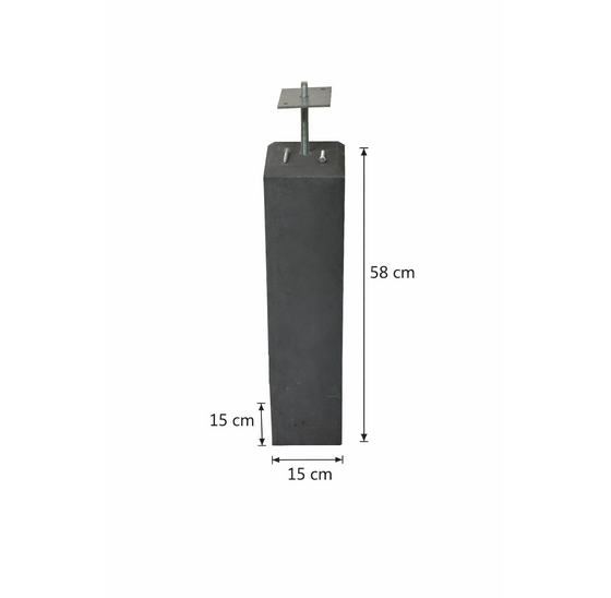 Betonpoer 58cm hoog 15x15cm met plaatje antracietgrijs