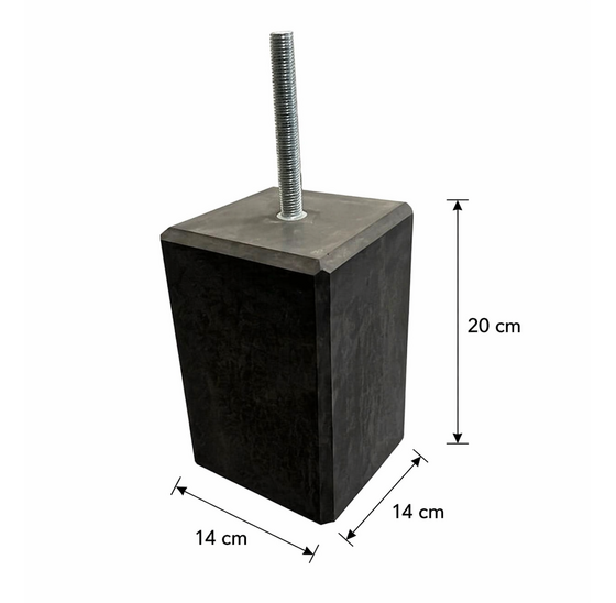 Betonpoer 140x140mm hoogte 200mm met facetrand (zonder plaatje)