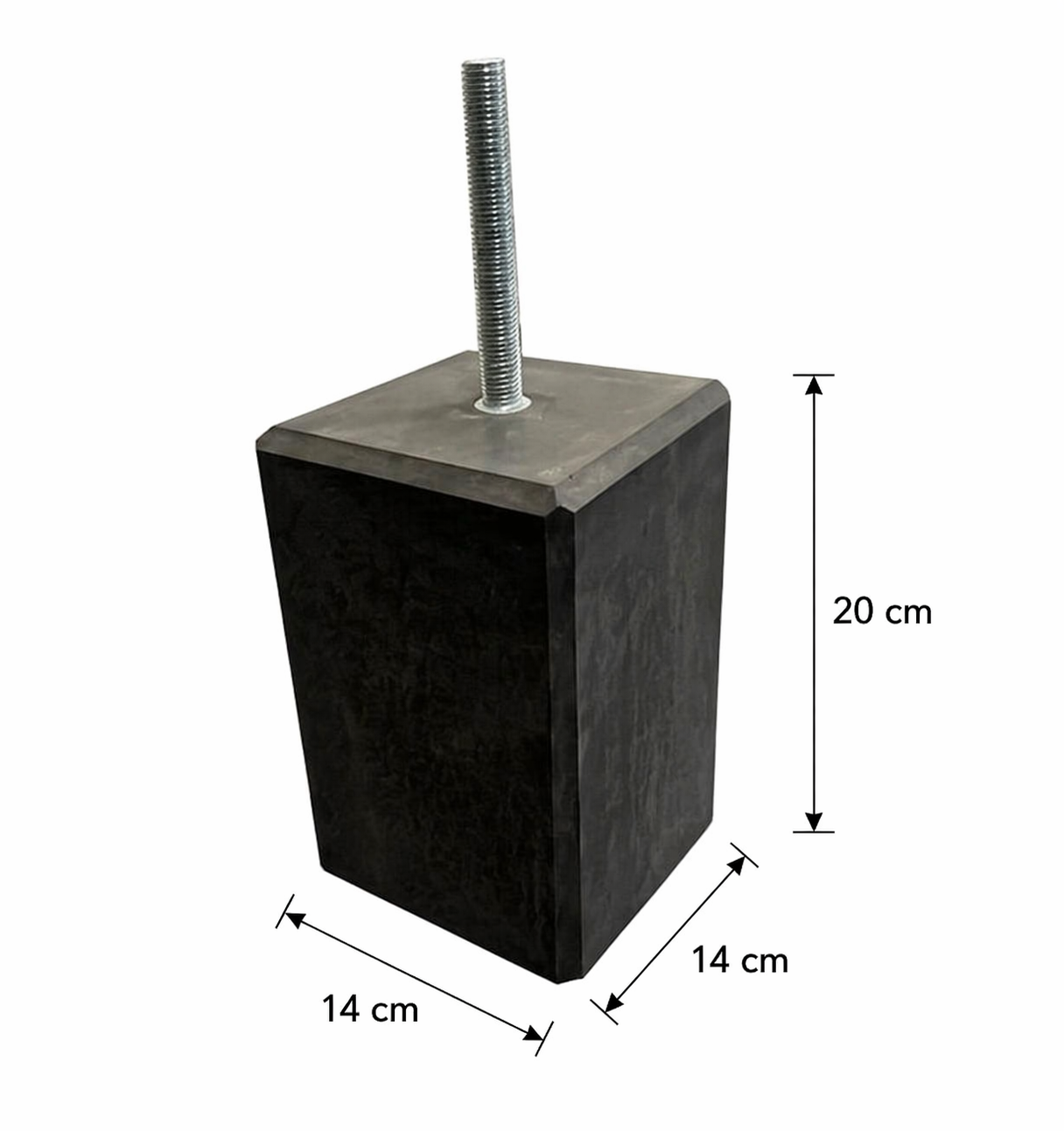 Betonpoer 140x140mm hoogte 200mm met facetrand (zonder plaatje)