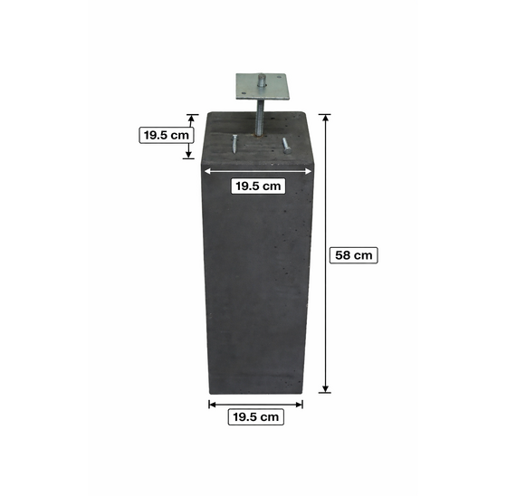 Betonpoer Recht met Facetrand 195x195mm – Antracietgrijs inclusief bevestigingsplaatje - Copy