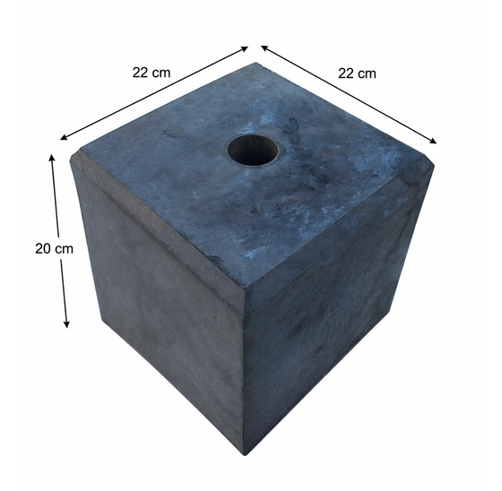 Betonpoer 22x22x20 cm met gat - fundering voor schutting en overkapping