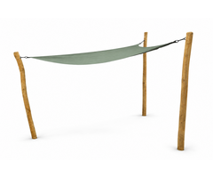 Driehoekige pergola robinia 500 cm met olijfgroen schaduwdoek