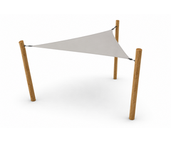 Driehoekige pergola robinia 500x500x500 cm met greige zonnedoek